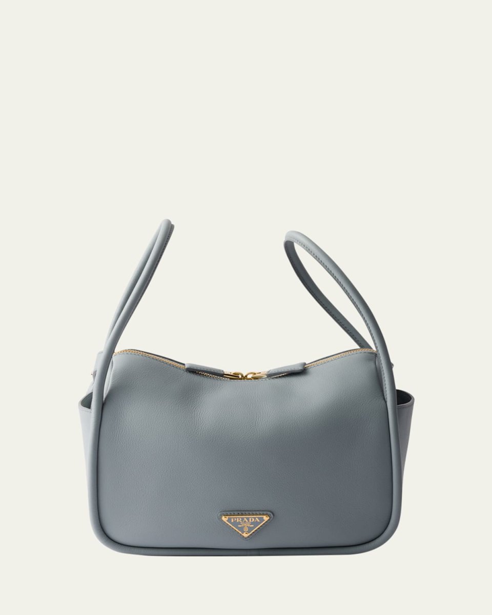 Flou Zip Leather Top-Handle Bag